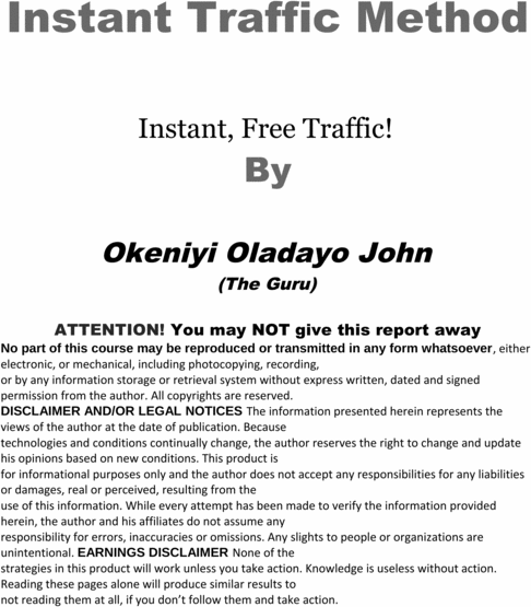 Product picture Instant Traffic Method